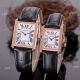 Rose Gold Cartier Tank Couple Watch White Face Brown Leather Strap High Quality Replica (3)_th.jpg